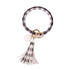Rainbery Multiful Tassel Keychain Enamel PU Leather O Key Chain Monogram Circle Wristlet Keychain For Women Girls - menochic